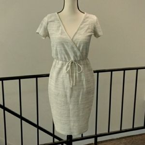 Ribbed white/gray high waist fitted dress M